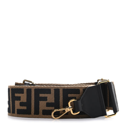 Fendi Ribbon Vitello Seta FF 1974 Adjustable Strap You Fango Marrone Black 1 of 4