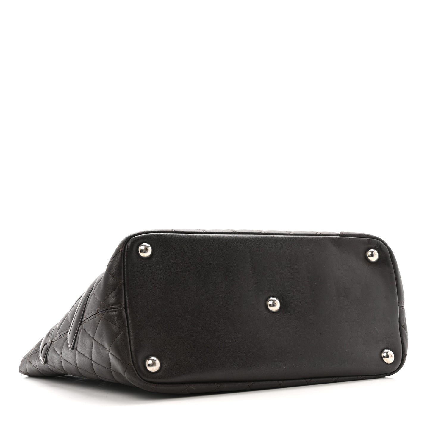 Calfskin Quilted Large Cambon Tote Brown