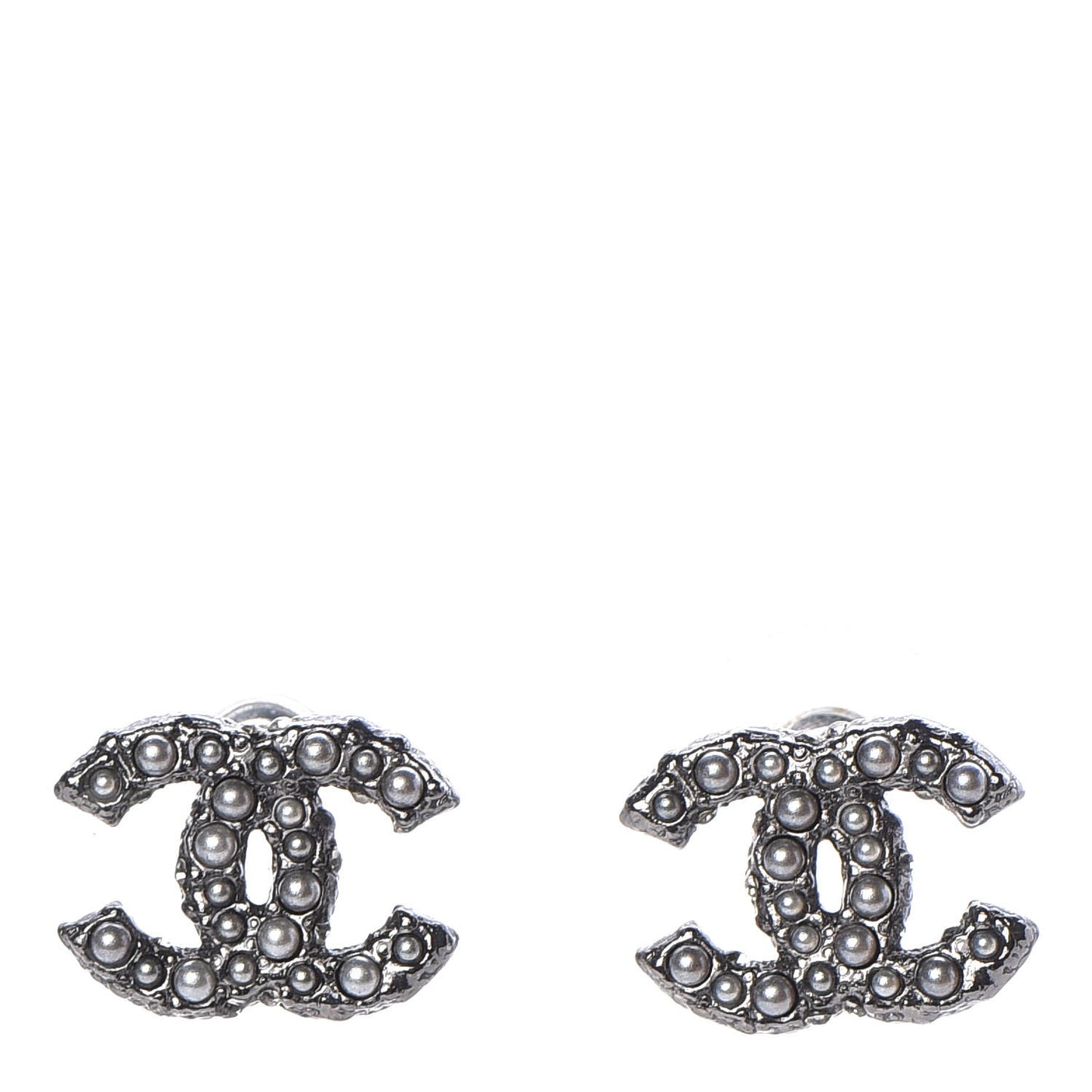 Pearl CC Earrings Ruthenium
