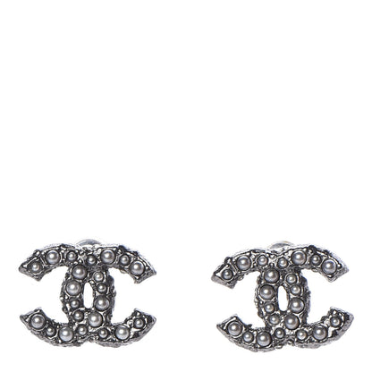 Chanel Pearl CC Earrings Ruthenium 1 of 4