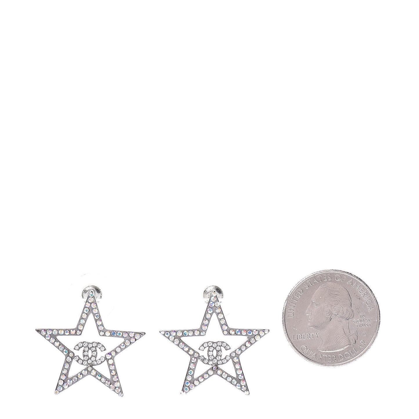 Ruthenium Crystal Star CC Earrings Iridescent Pink