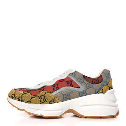Gucci Monogram Multicolor Demetra Womens Rhyton Sneakers 38 Yellow Blue Great White Tabasco 1 of 8