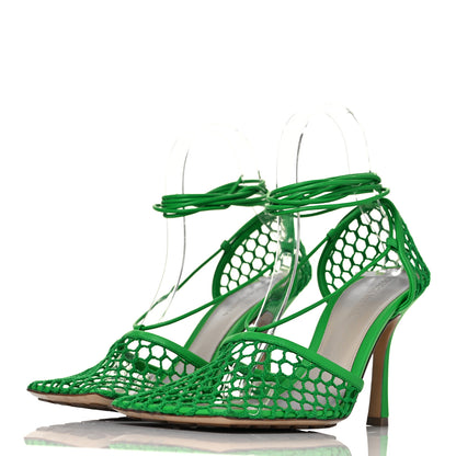 Bottega Veneta Mesh Nappa Stretch Ankle Tie 90mm Sandals 39 Grass 3 of 7