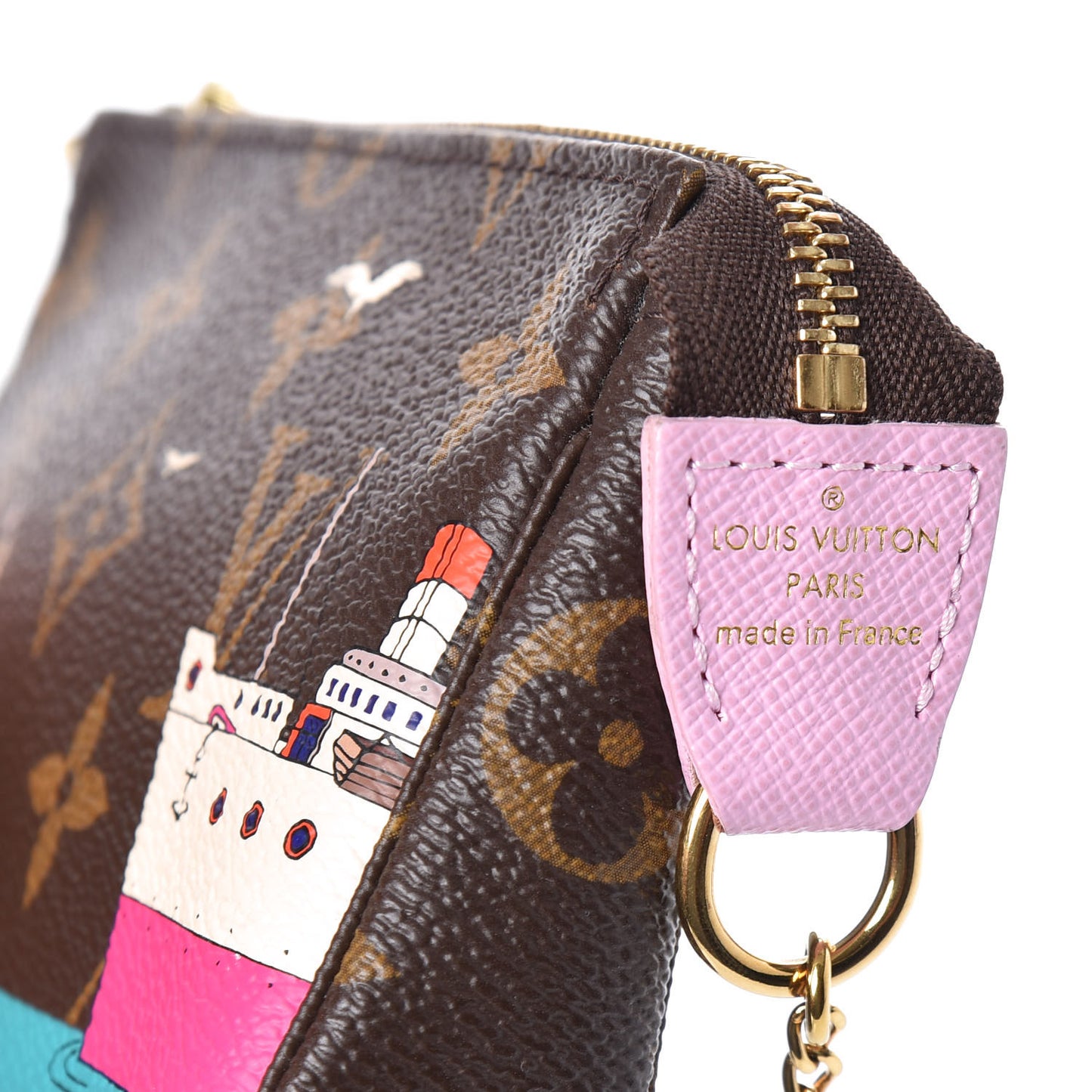 Monogram 2016 Christmas Animation Mini Pochette Accessories Rose Ballerine