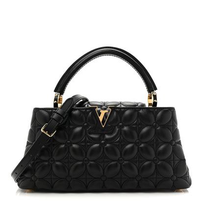 Louis Vuitton Lambskin Quilted Flower Capucines East West MM Black 1 of 8