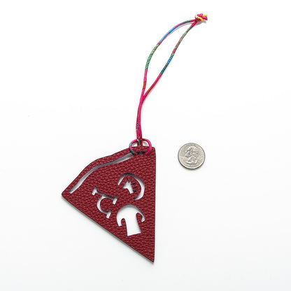 Hermes Togo Epsom Petit H Pizza Bag Charm Rubis Bleu Saphir 2 of 3