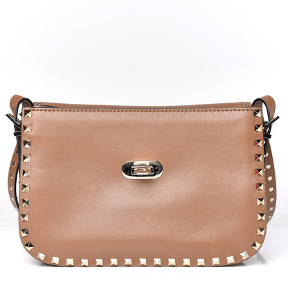Valentino Garavani Vitello Medium Rockstud Flap Saddle Bag Nocciola 11 of 14
