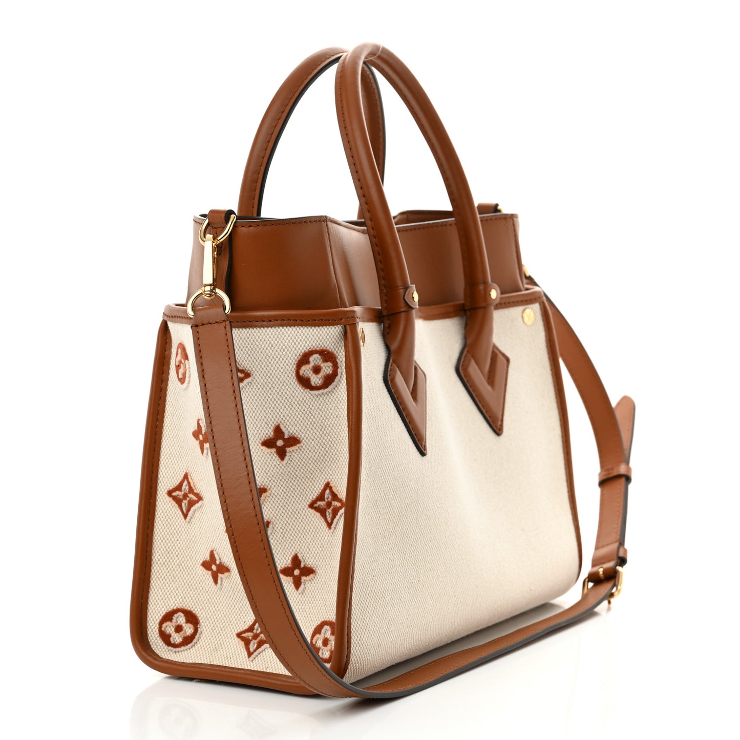 Canvas Calfskin Monogram On My Side PM Caramel Tan