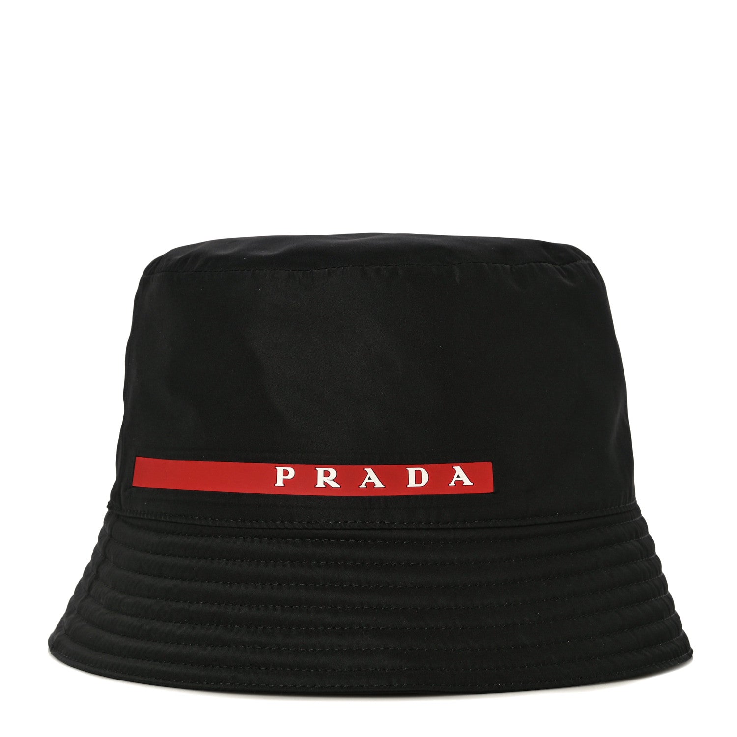 Prada Technical Nylon Linea Rossa Bucket Hat XL Black 950859