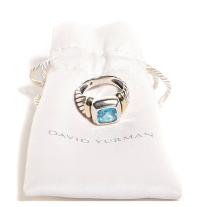 David Yurman Sterling Silver 14K Yellow Gold Blue Topaz 7mm Noblesse Ring 51 5.75 4 of 7