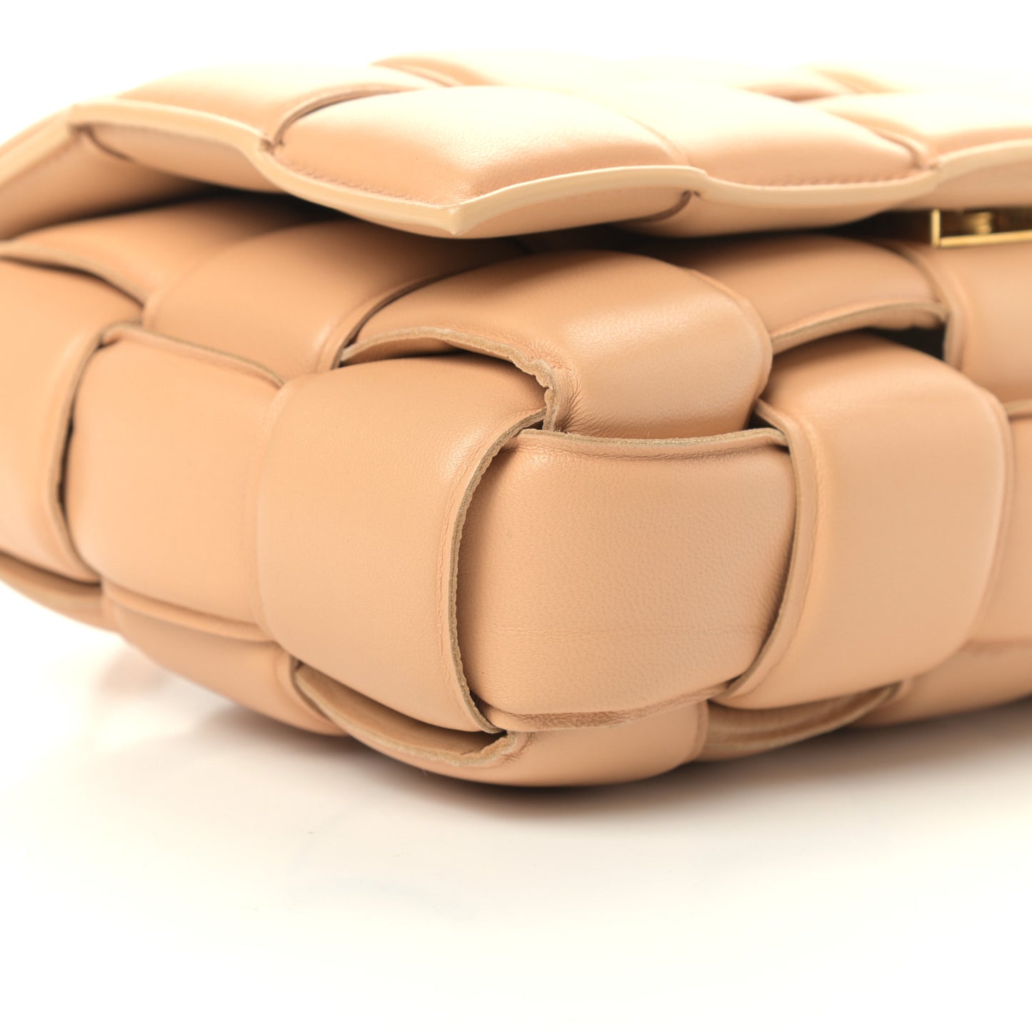 Nappa Maxi Intreccio Padded Cassette Crossbody Bag Almond
