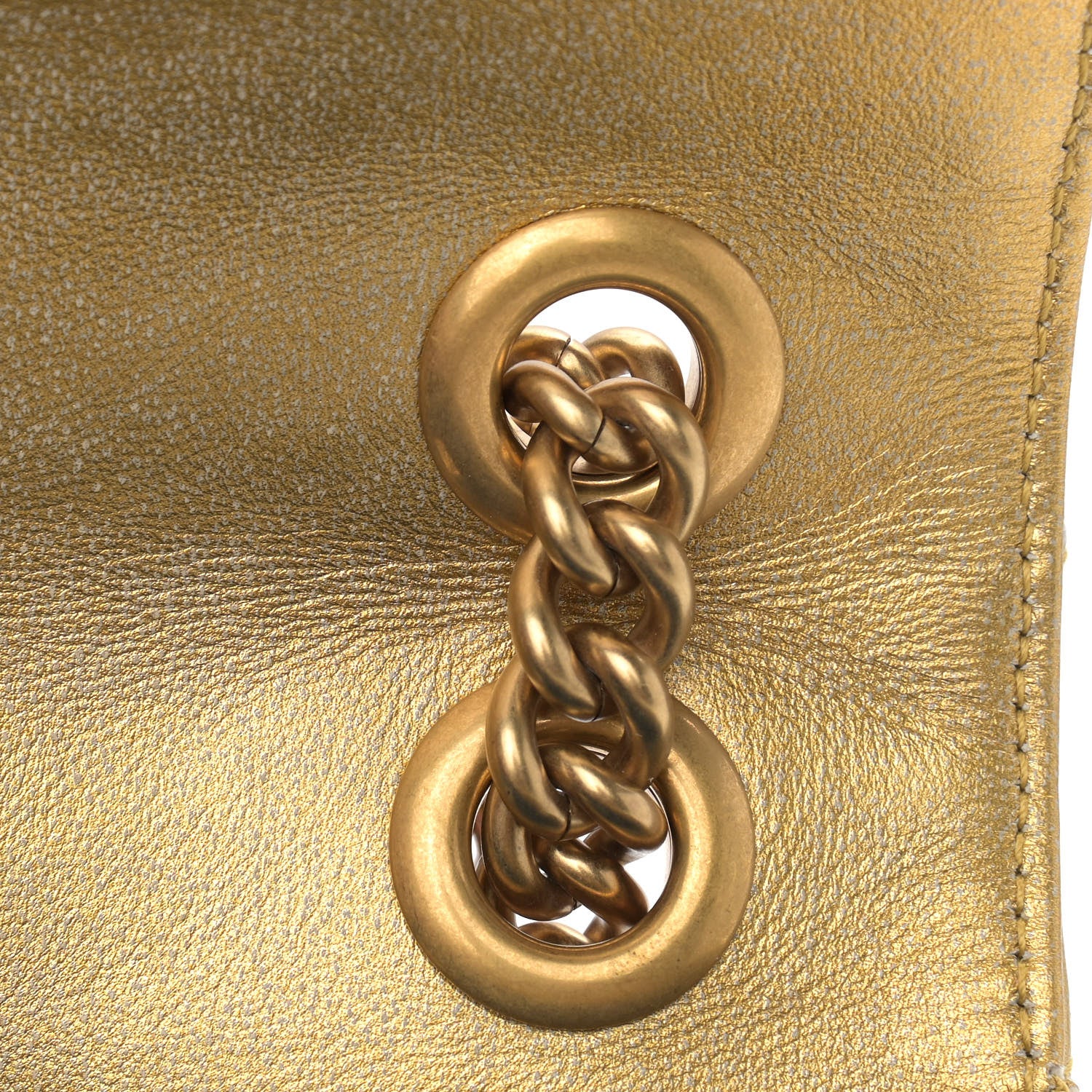 Gucci Metallic Calfskin Matelasse Mini GG Marmont Shoulder Bag Gold Pink 13 of 14