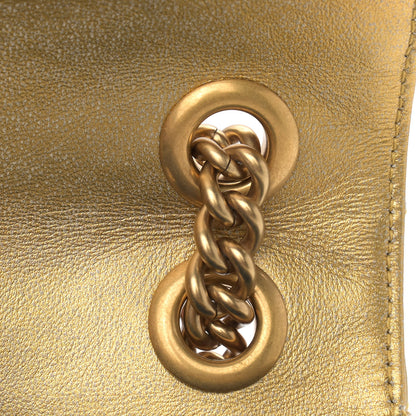 Gucci Metallic Calfskin Matelasse Mini GG Marmont Shoulder Bag Gold Pink 13 of 14