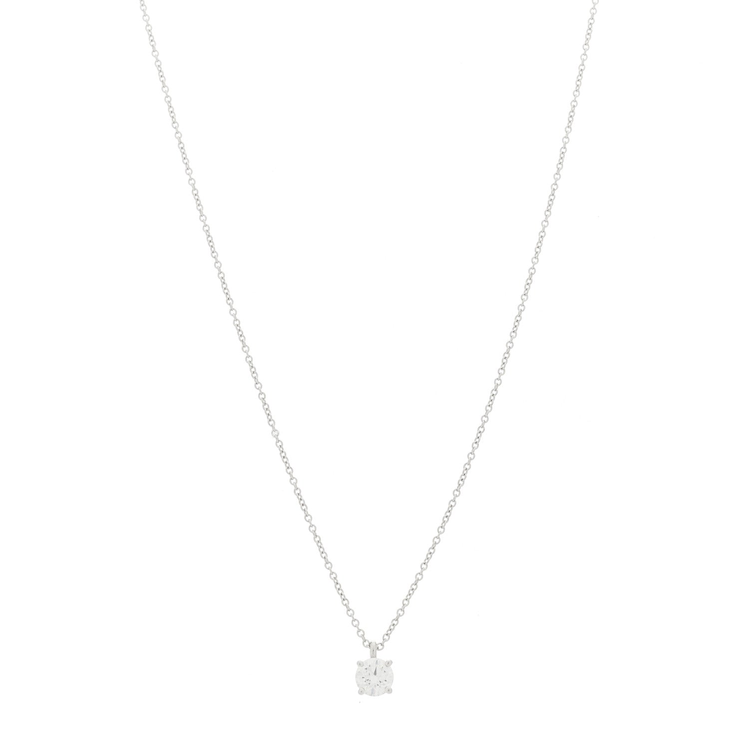 Tiffany Platinum Diamond .49ct Solitaire Pendant Necklace 1 of 5