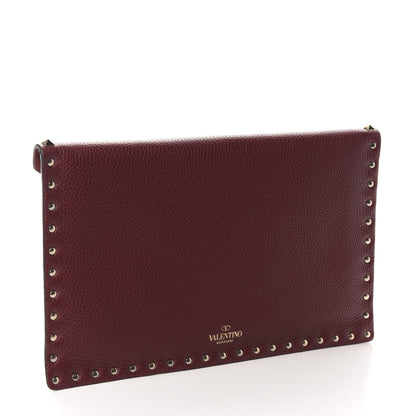 Valentino Garavani Pebbled Calfskin Large Rockstud Envelope Clutch Rubin 3 of 10