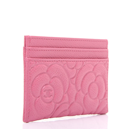 Chanel Caviar Camellia Embossed Card Holder Pink 3 of 14