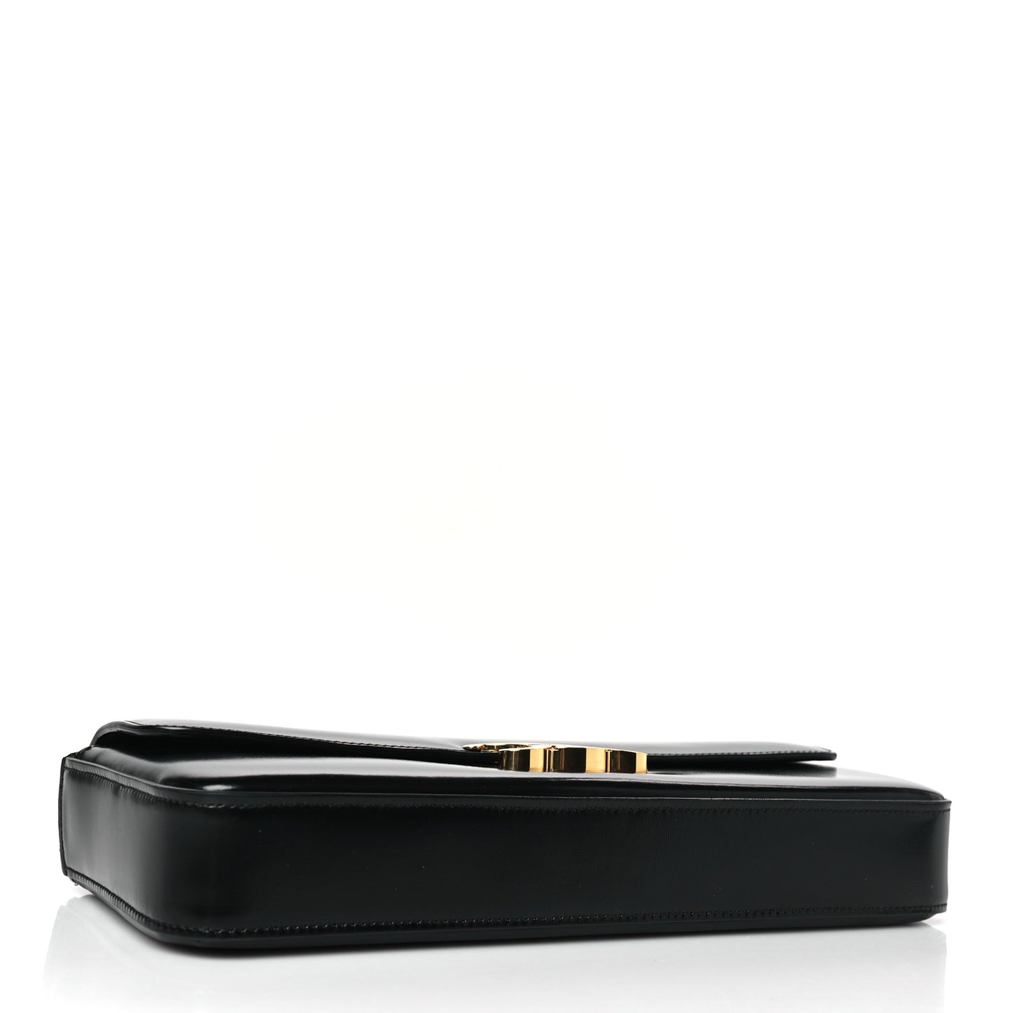 Shiny Calfskin Triomphe Chain Bag Black