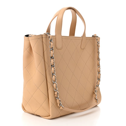Chanel Caviar Stitched Small Shopping Tote Beige 3 of 10