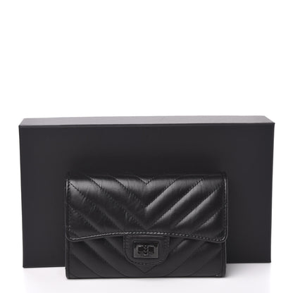 Chanel Aged Calfskin Chevron Quilted Reissue Medium Flap Wallet So Black 9 of 9