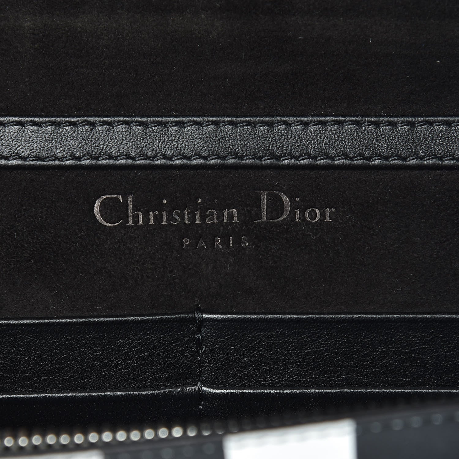 Christian Dior Calfskin Checkered Print Wallet On Chain WOC White Black 8 of 8