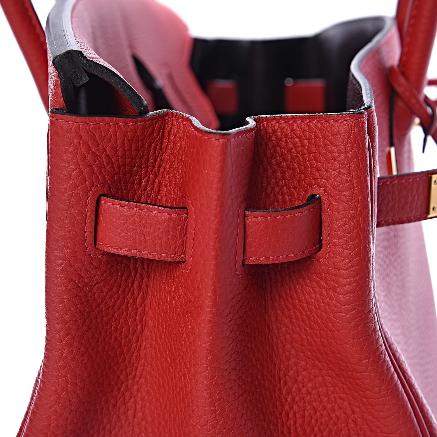 Hermes Taurillon Clemence Horseshoe Birkin 35 Rouge Casaque Black 22 of 40