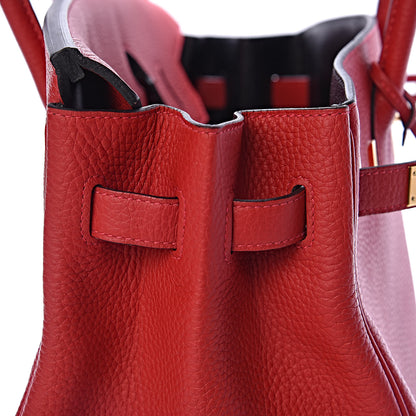 Hermes Taurillon Clemence Horseshoe Birkin 35 Rouge Casaque Black 22 of 40