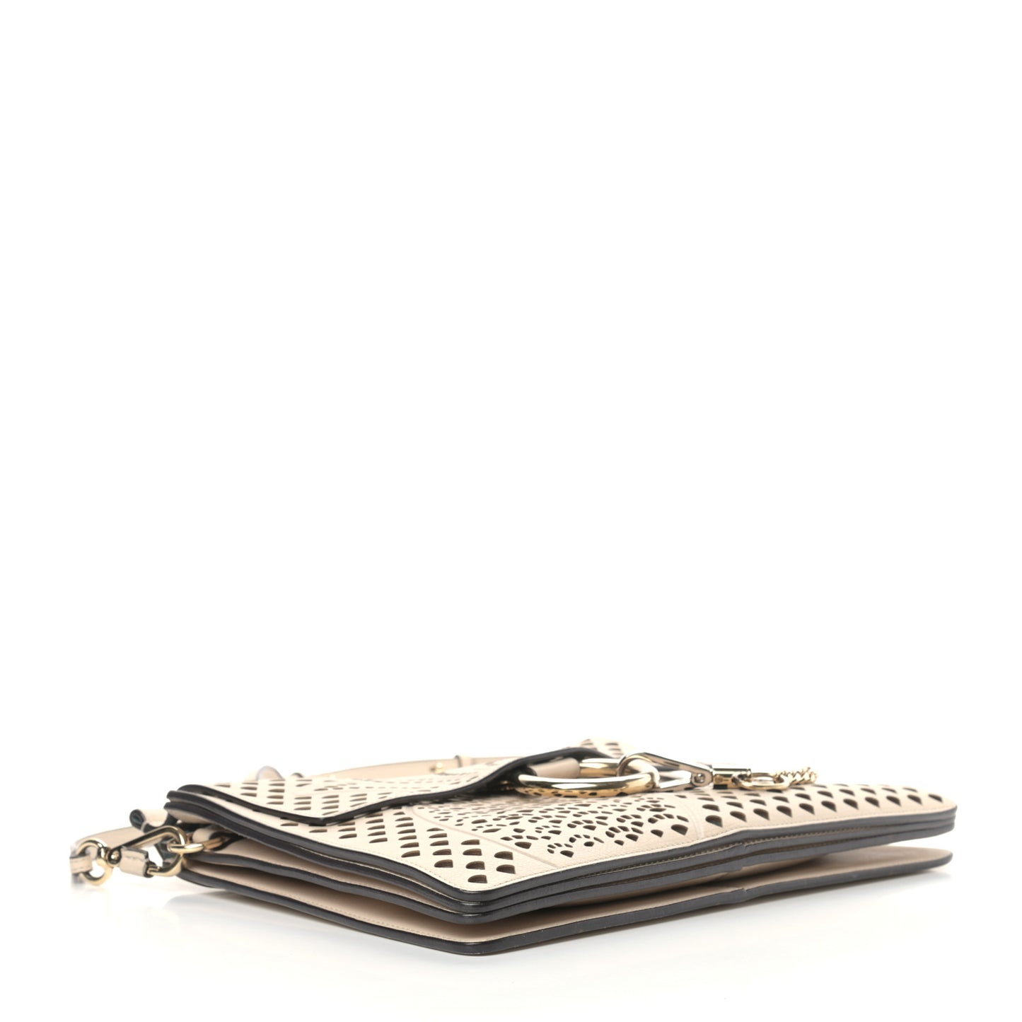 Calfskin Pineapple Perforated Medium Faye Shoulder Bag Abstract White