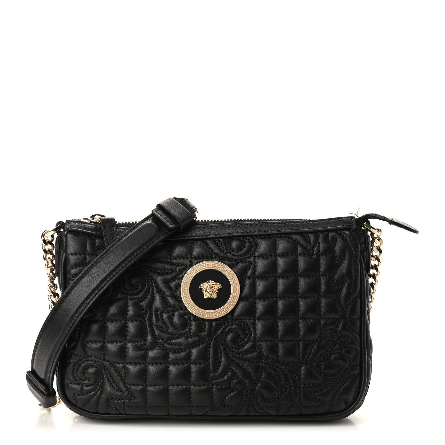 Nappa Barocco Quilted Vanitas Chain Crossbody Bag Black