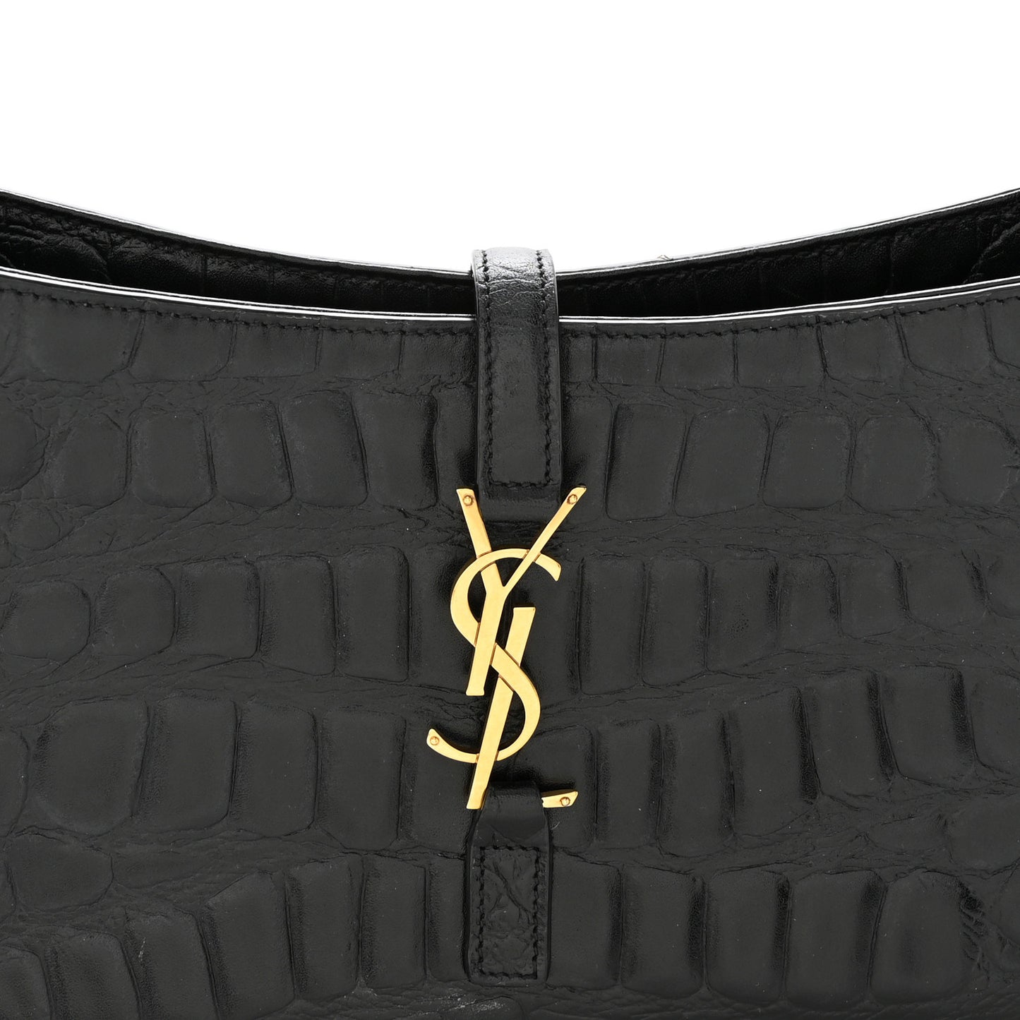 Calfskin Crocodile Embossed LE 5 A 7 Hobo Black