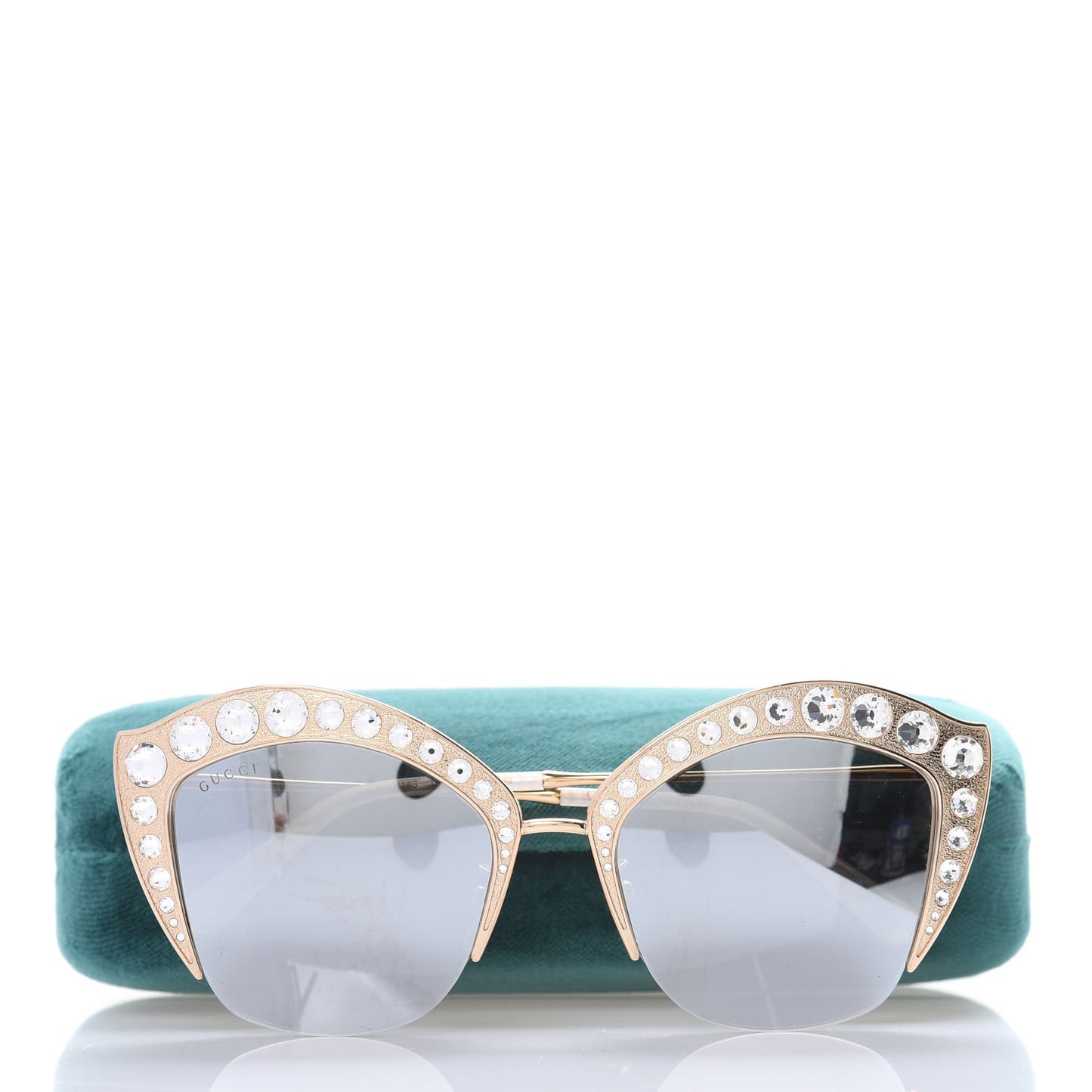 Metal Crystal Cat Eye Sunglasses GG00114S Gold