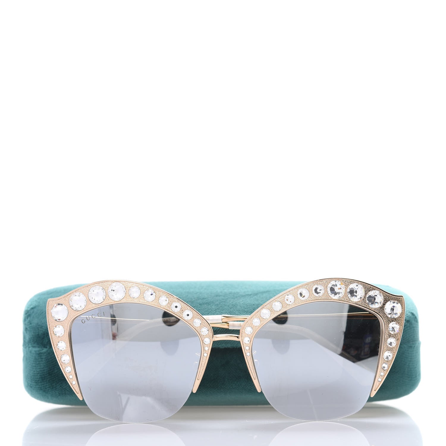 Gucci Metal Crystal Cat Eye Sunglasses GG00114S Gold 8 of 8