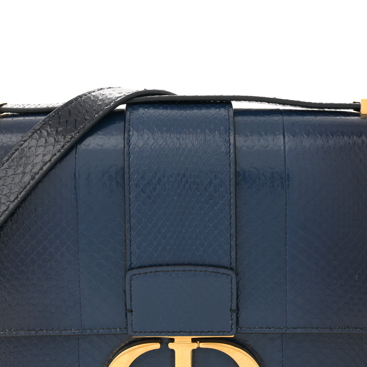 Christian Dior Snakeskin 30 Montaigne Flap Bag Blue 8 of 10