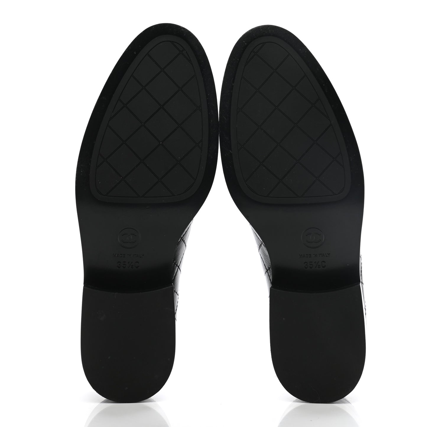 Calfskin Stitched CC Loafers 35.5 Black