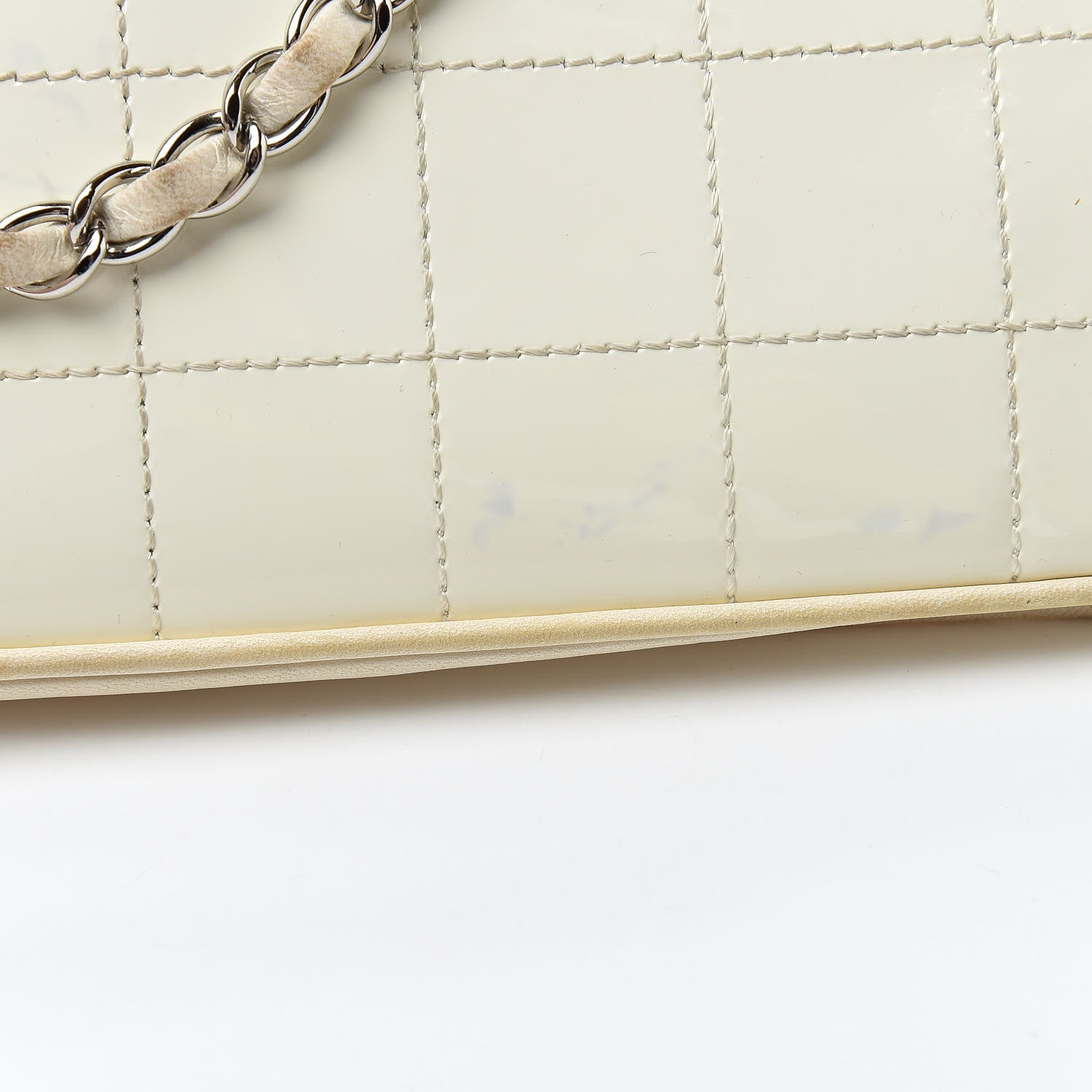 Chanel Patent Square Stitched CC Flap Clutch White 16 of 21