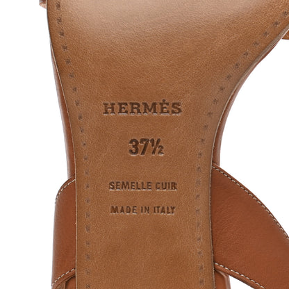 Hermes Calfskin Ottomane Slingback Sandals 37.5 Gold 6 of 8