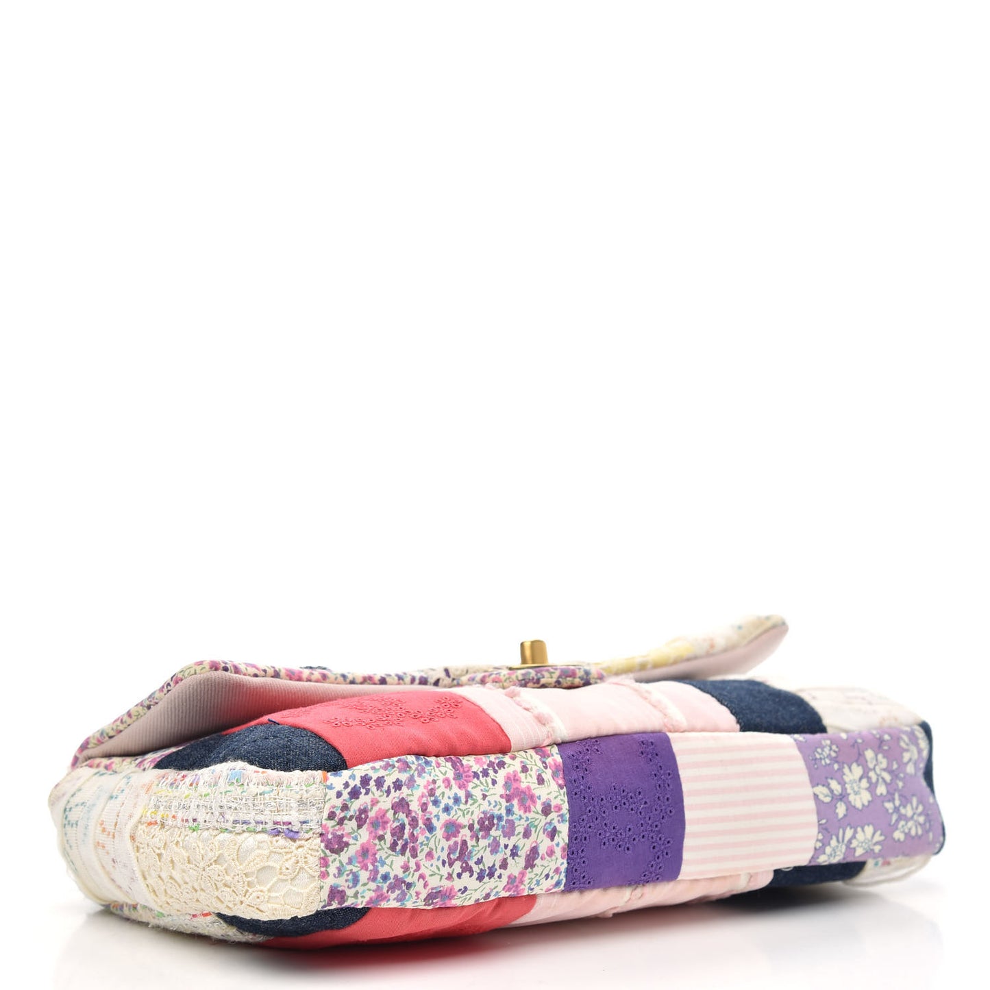 Fabric Patchwork Medium Flap Bag Pink