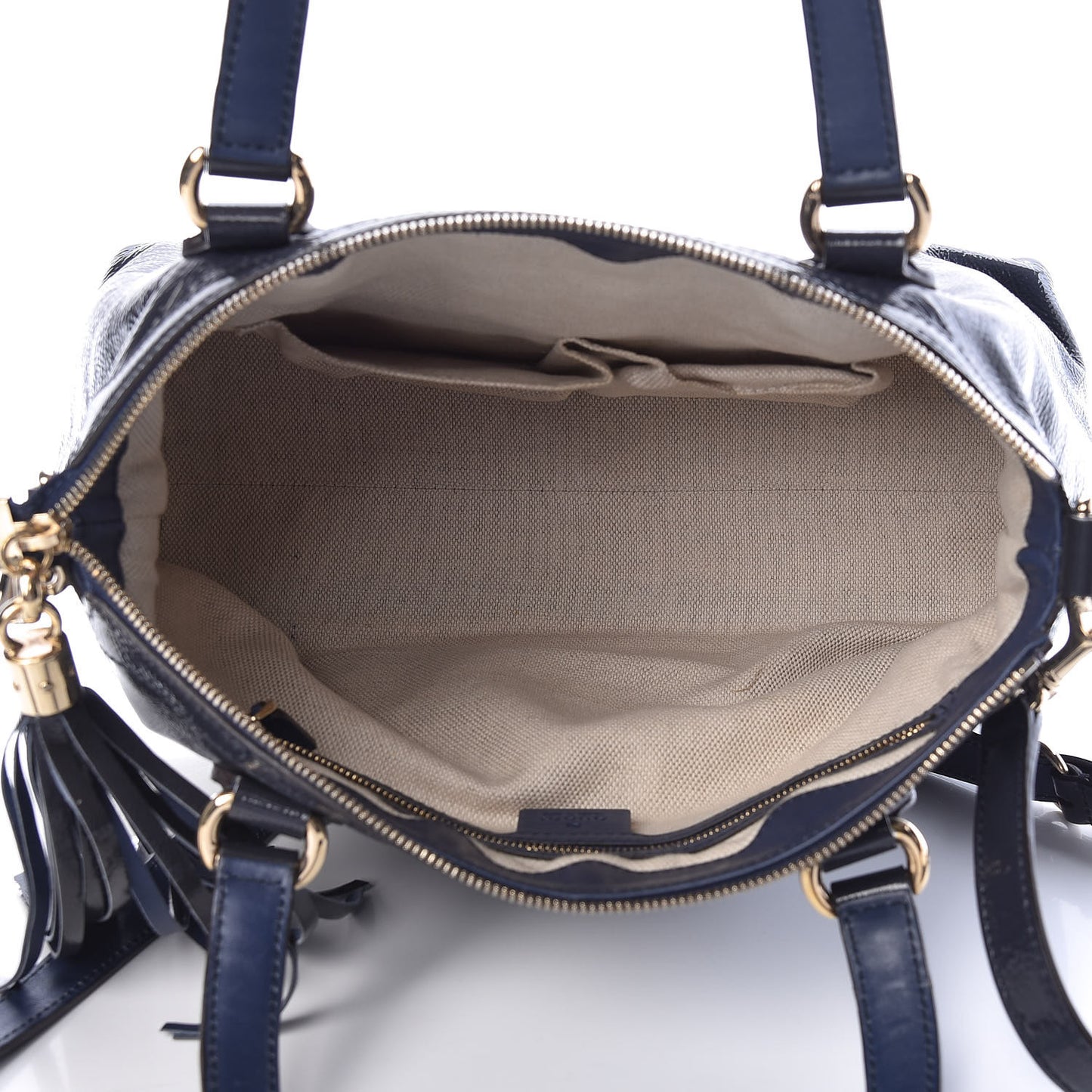 Vernice Naplack Small Soho Top Handle Satchel Uniform Blue