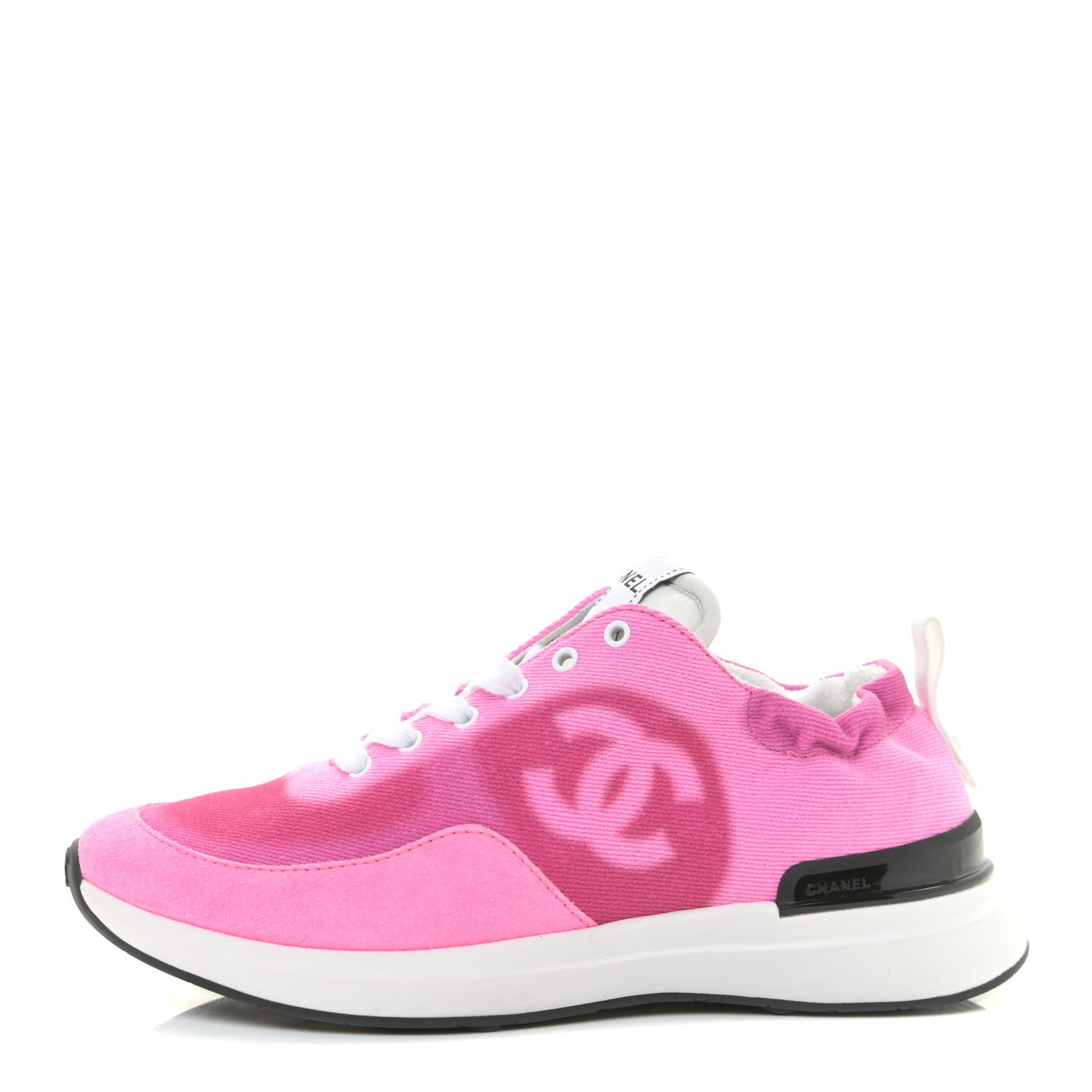 Chanel Denim Suede Calfskin Womens CC Sneakers 37 Pink 1 of 9