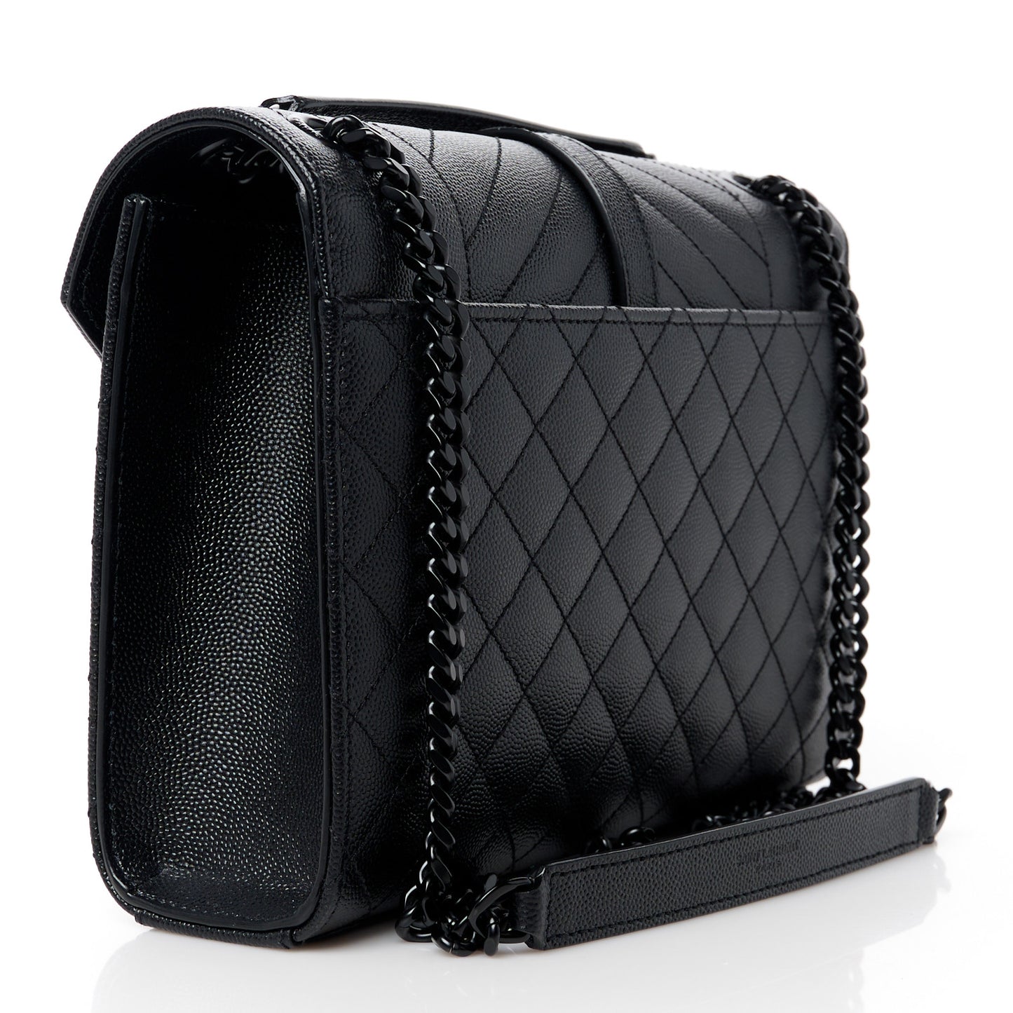 Grain De Poudre Textured Mixed Matelasse Triquilt Medium Monogram Monochrome Satchel Black