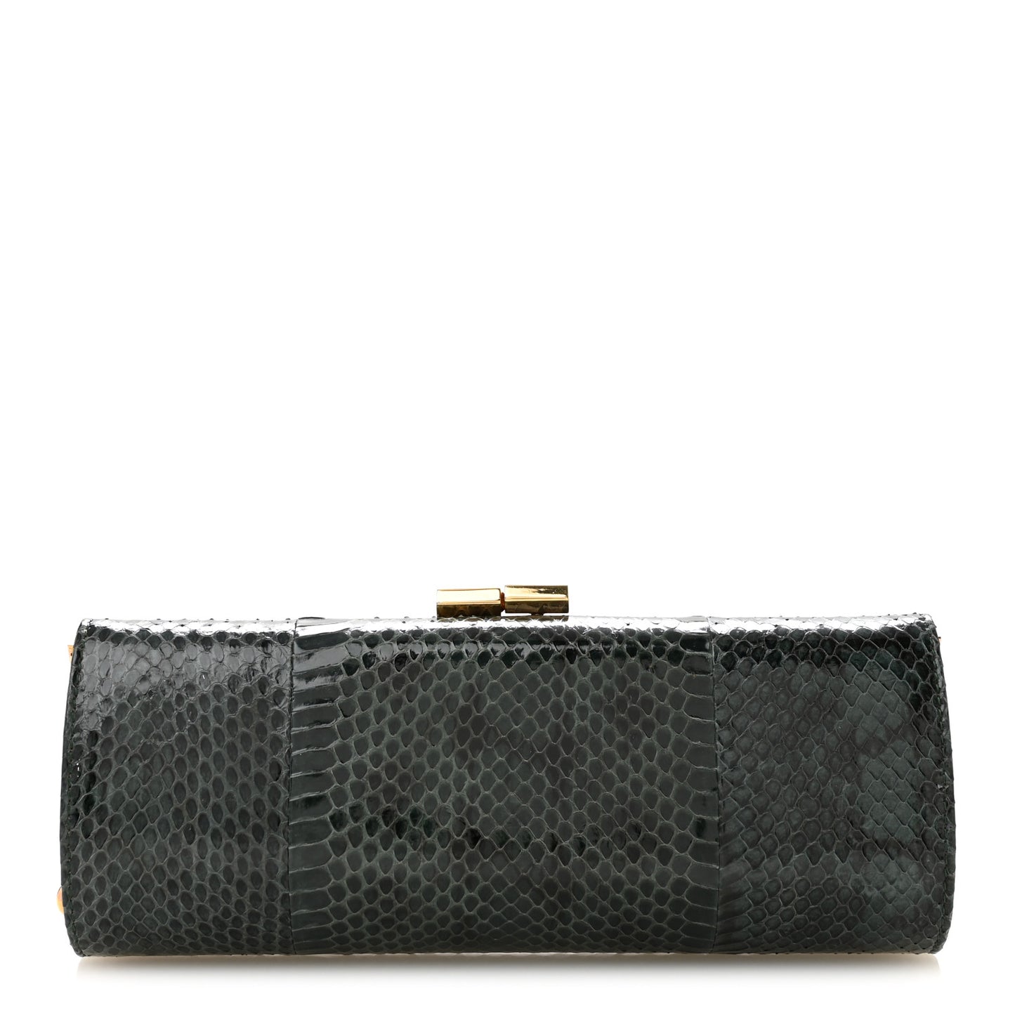 Elaphe Snakeskin Small Knotted Tube Evening Clutch Green