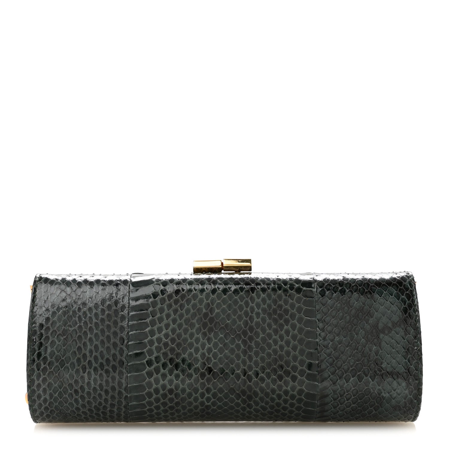 Jimmy Choo Elaphe Snakeskin Small Knotted Tube Evening Clutch Green 1 of 8