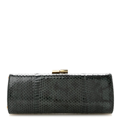 Jimmy Choo Elaphe Snakeskin Small Knotted Tube Evening Clutch Green 1 of 8