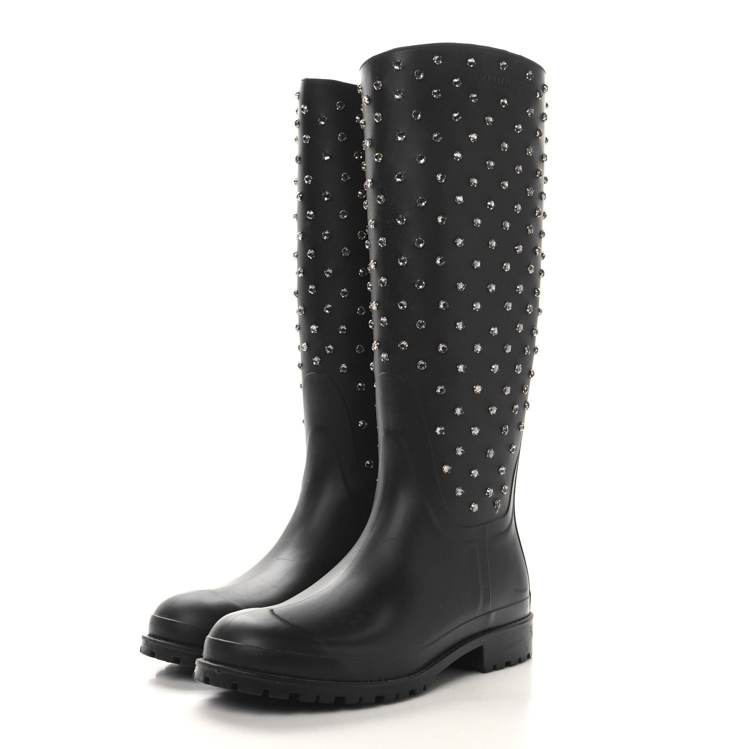 Saint Laurent Rubber Studded Festival Rain Boots 42 Black 3 of 7