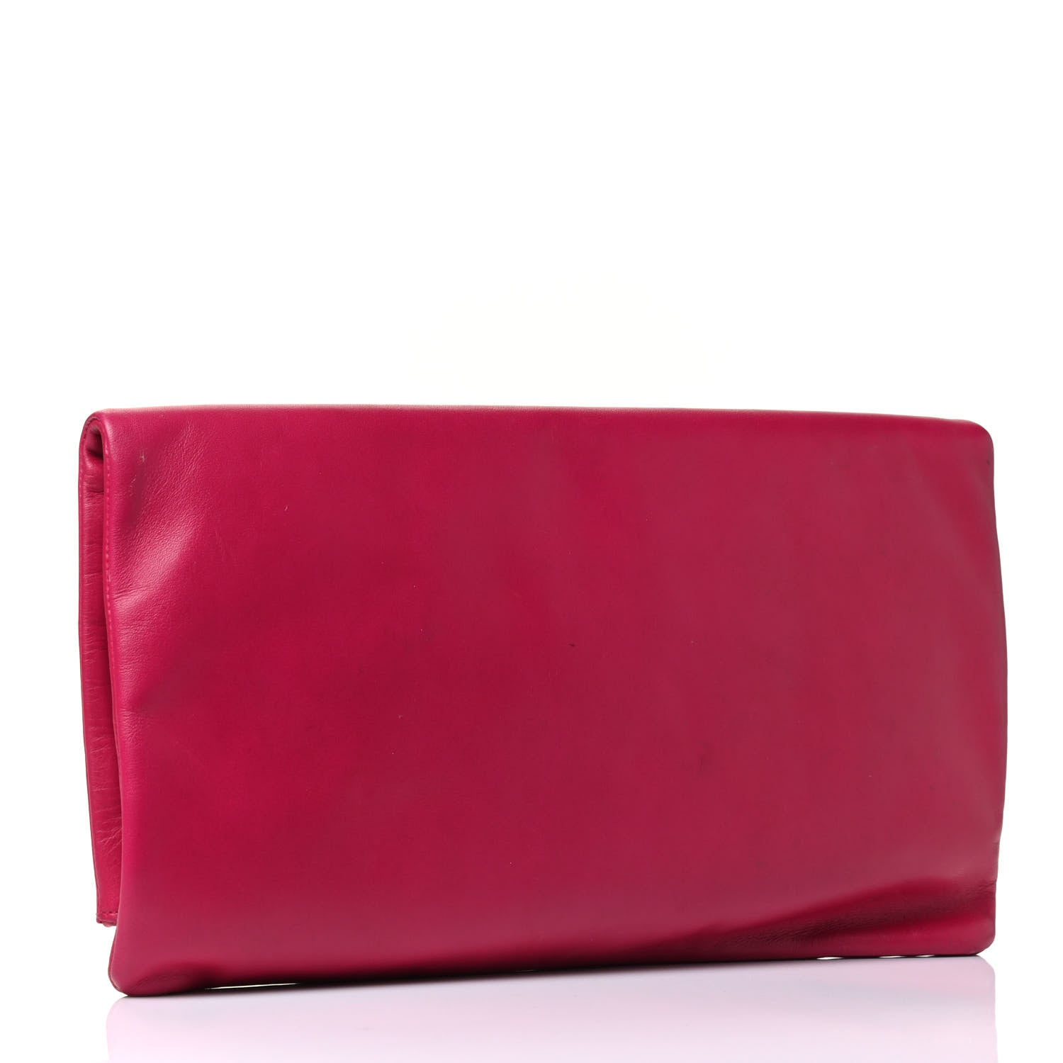 Saint Laurent Smooth Calfskin Letters Fold-Over Clutch Fuchsia 2 of 4