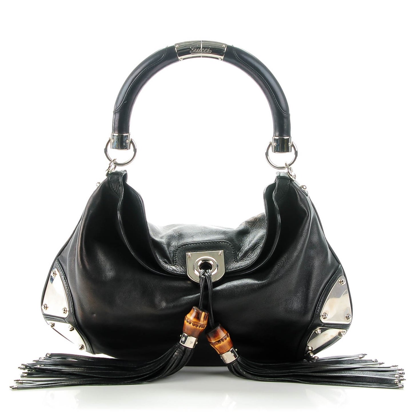 Calfskin Medium Indy Top Handle Hobo Black