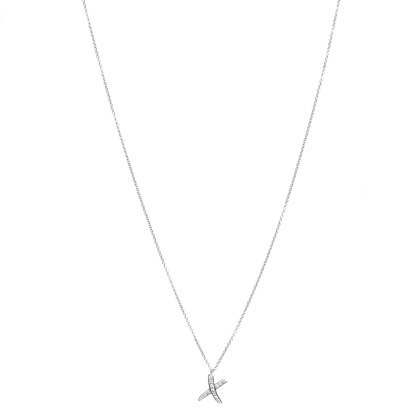 18K White Gold Diamond Paloma Picasso Graffiti X Pendant Necklace