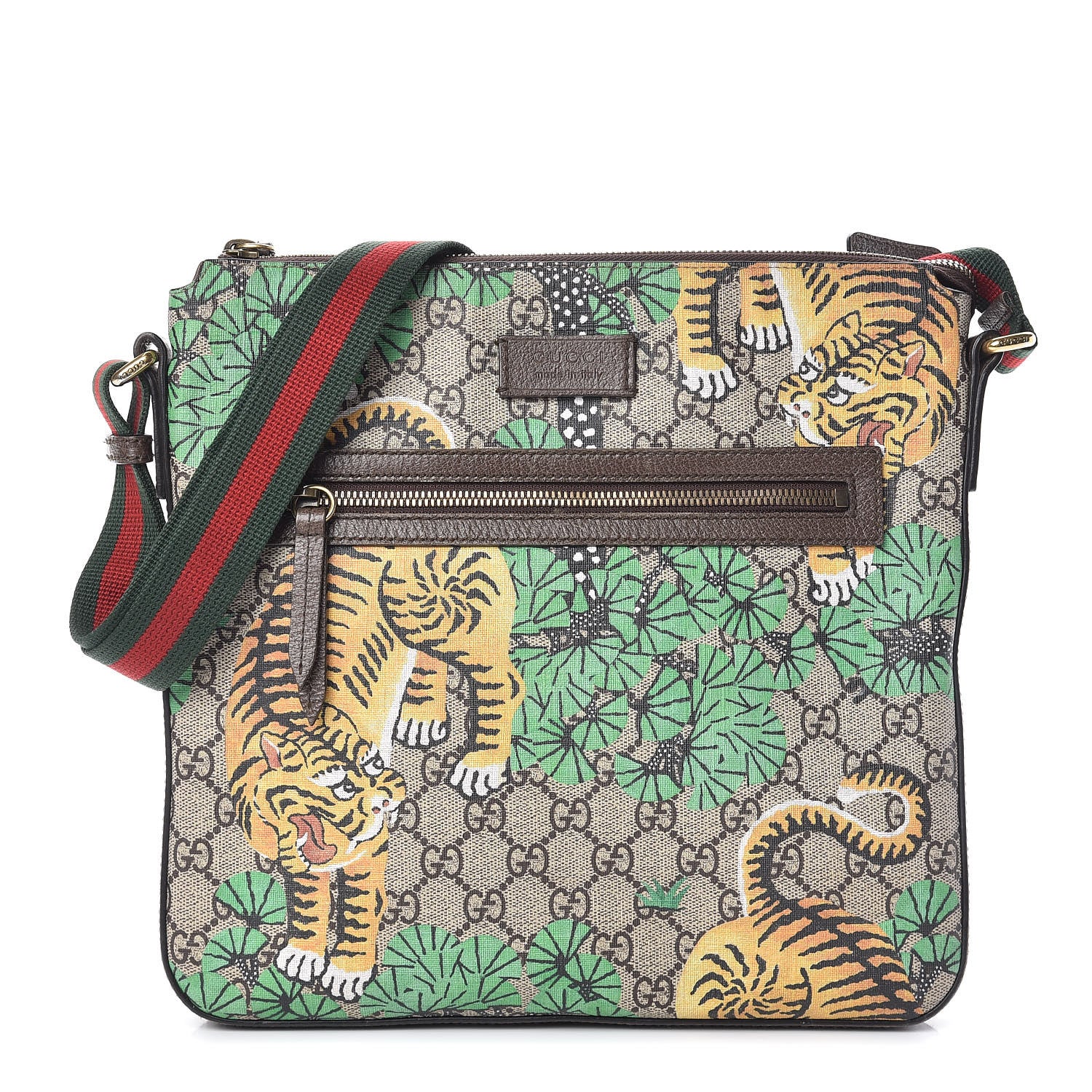Gucci GG Supreme Monogram Bengal Web Medium Flat Messenger Beige Yard 1 of 13