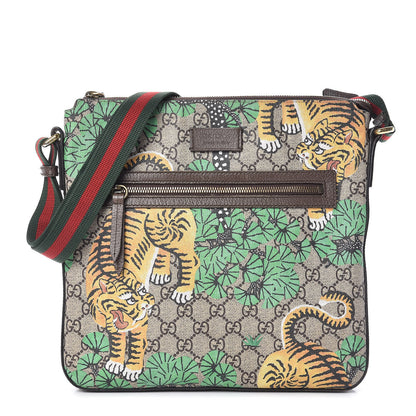 Gucci GG Supreme Monogram Bengal Web Medium Flat Messenger Beige Yard 1 of 13
