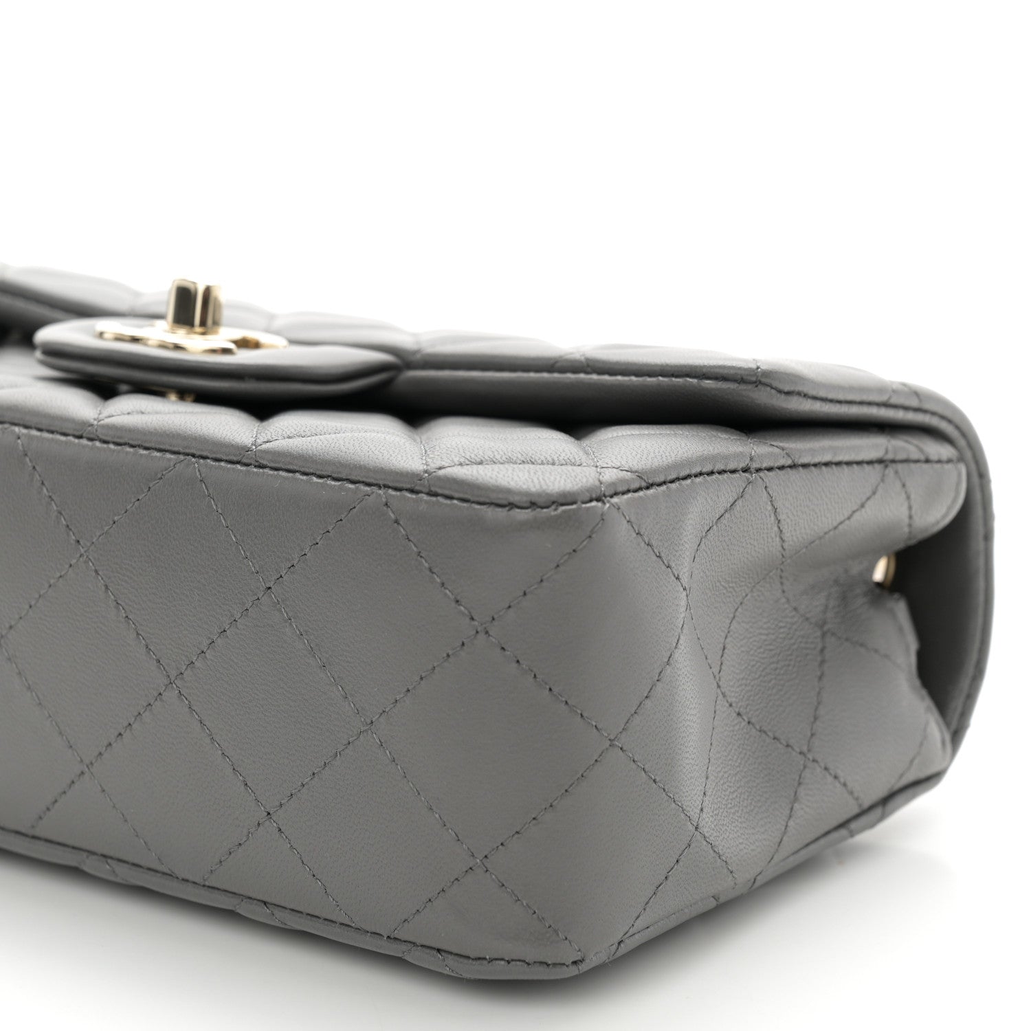Chanel Lambskin Quilted Mini Rectangular Flap Dark Grey 10 of 11