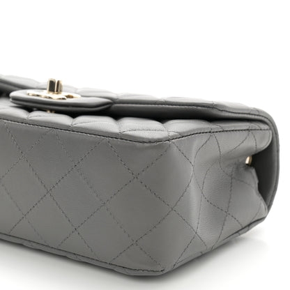 Chanel Lambskin Quilted Mini Rectangular Flap Dark Grey 10 of 11